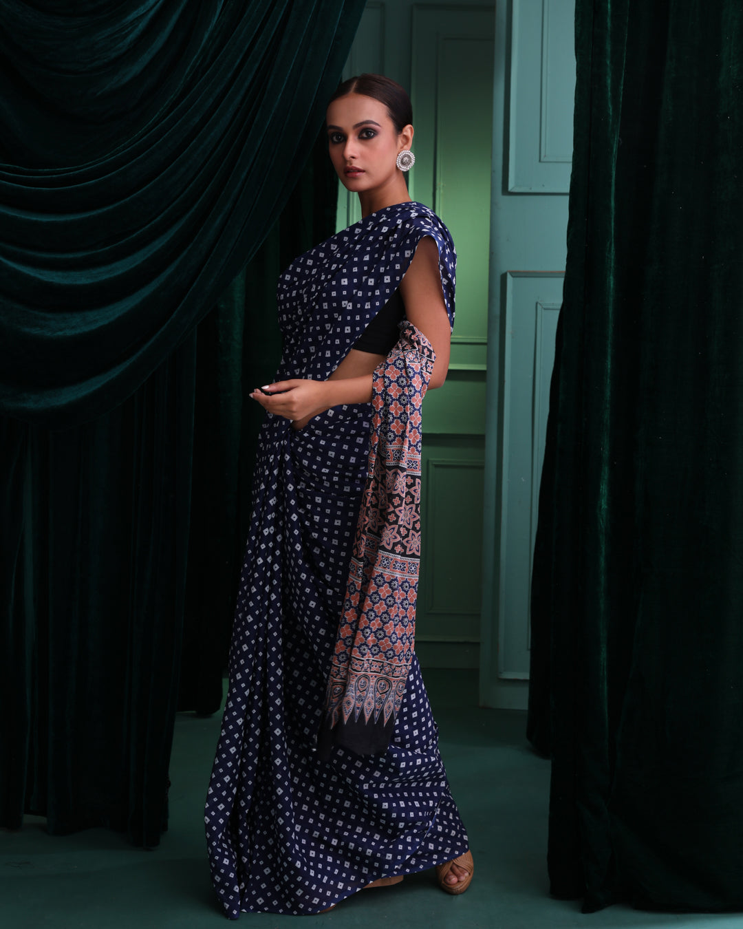 AZURE ALLURE (BAGRU MUL MUL COTTON SAREE)