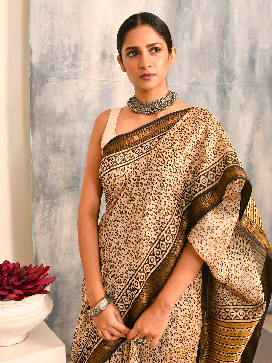 GOLDEN MIRAGE (BAGRU SILK COTTON SAREE)