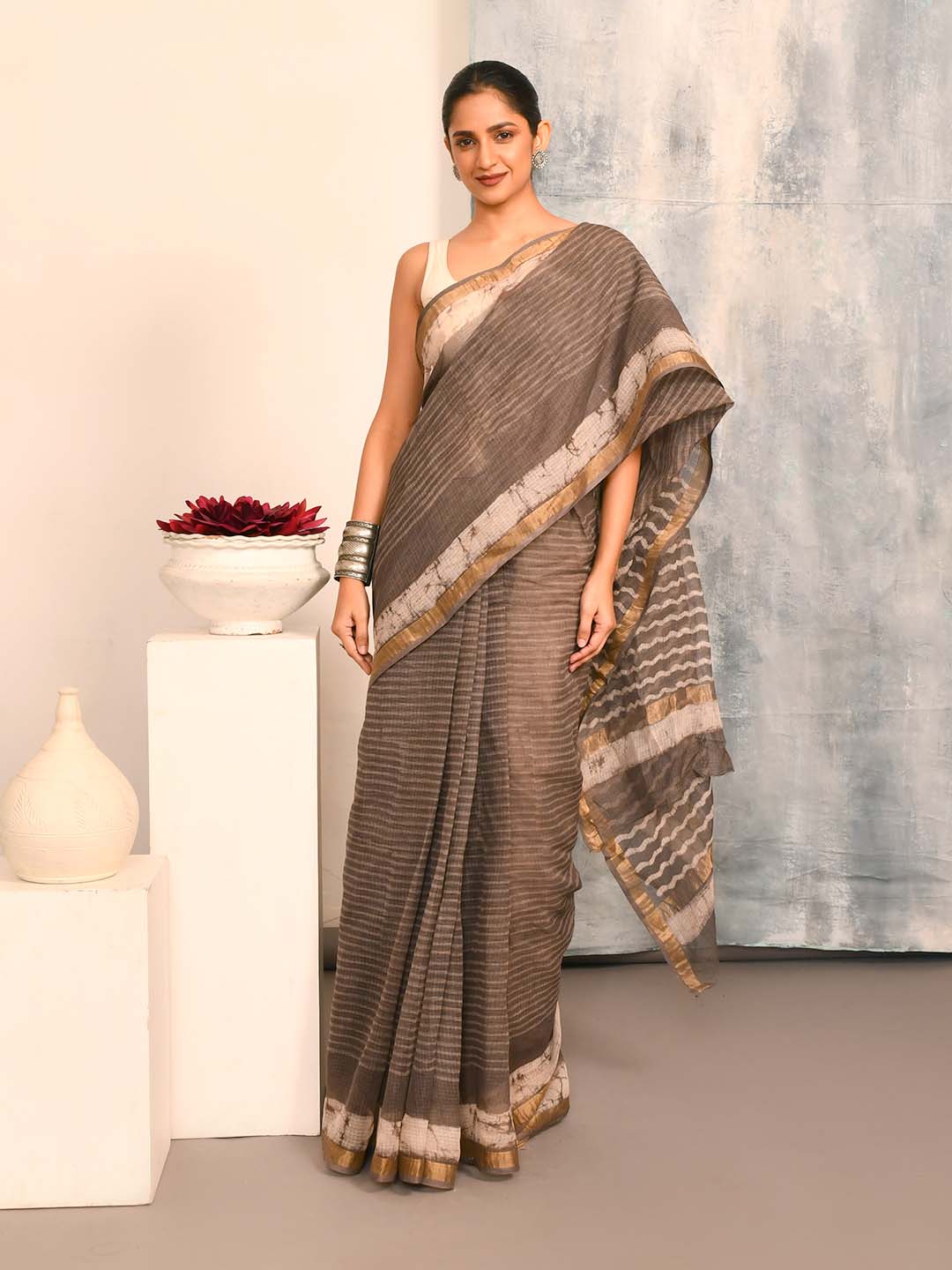 SERENE MOCHA (BAGRU SILK COTTON SAREE)