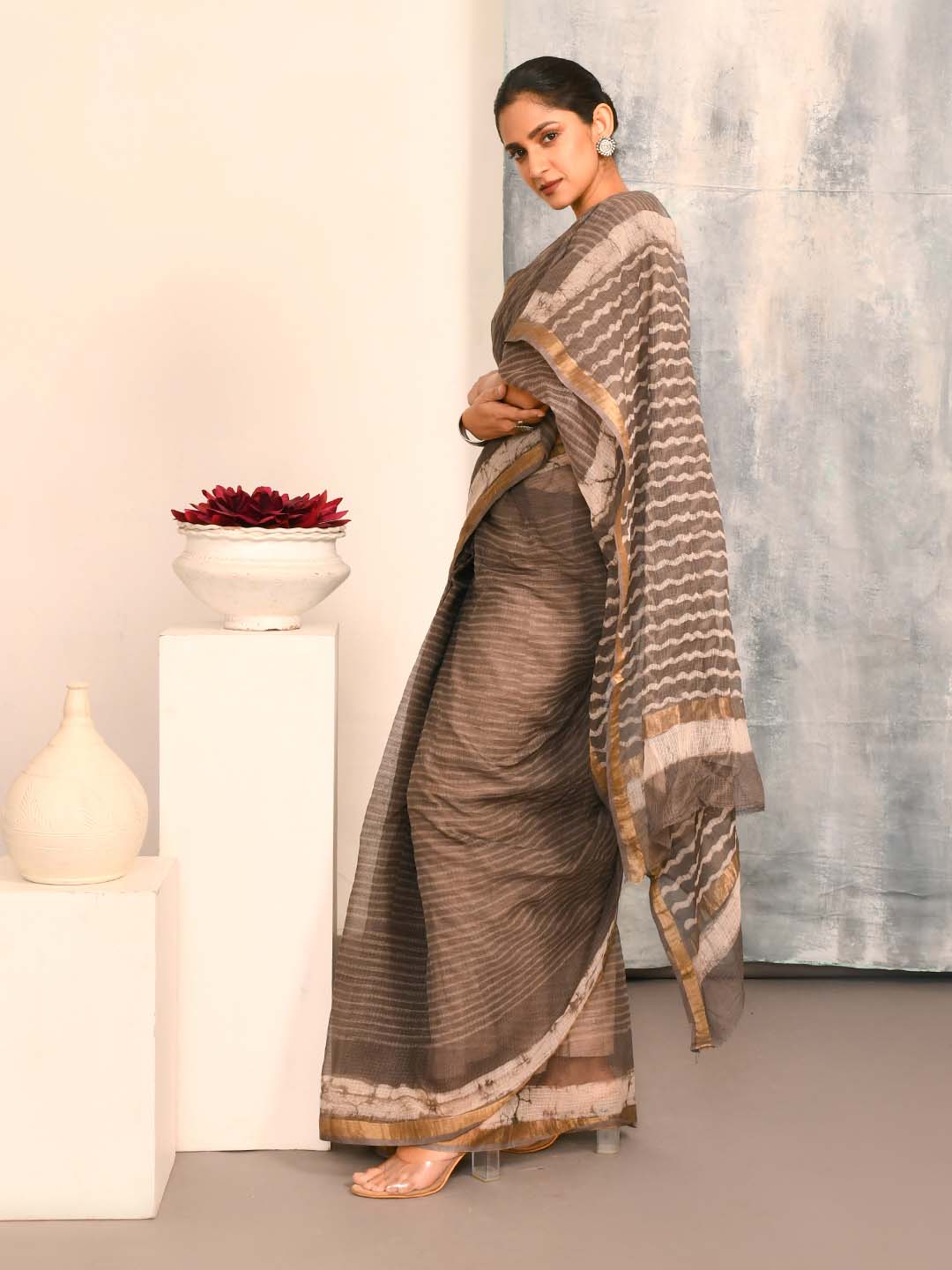 SERENE MOCHA (BAGRU SILK COTTON SAREE)