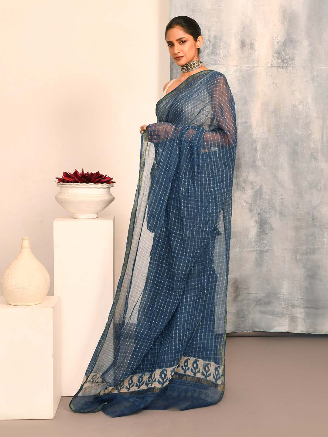 AZURE DREAM (BAGRU SILK COTTON SAREE)