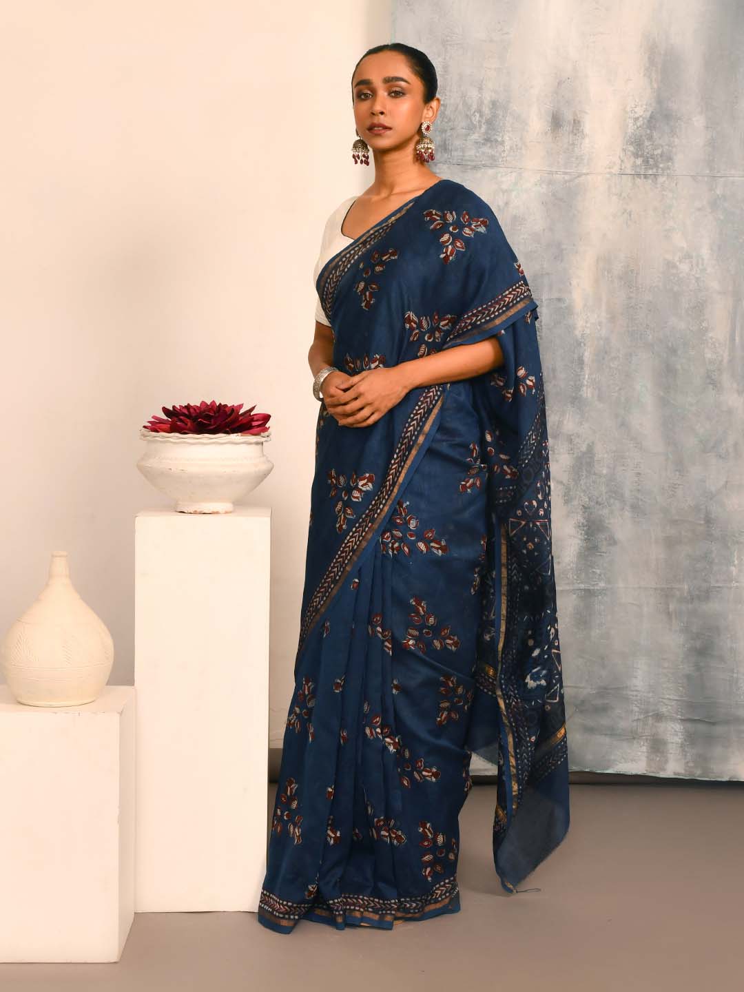 MIDNIGHT PRINT (BAGRU SILK COTTON SAREE)