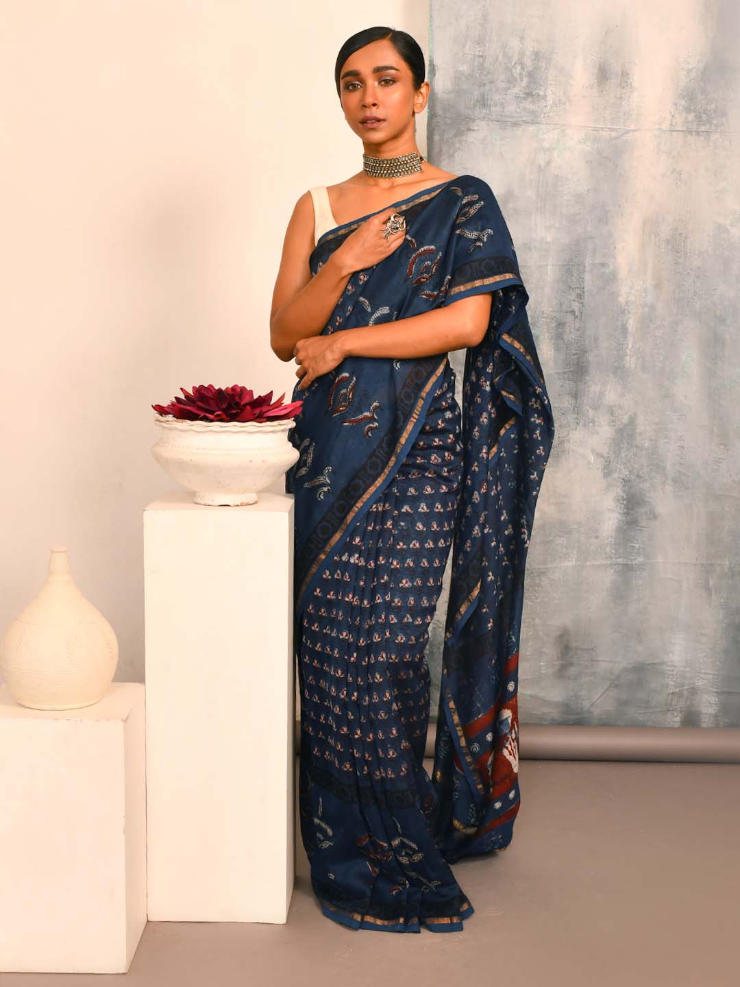 INDIGO WHISPERS (BAGRU SILK COTTON SAREE)