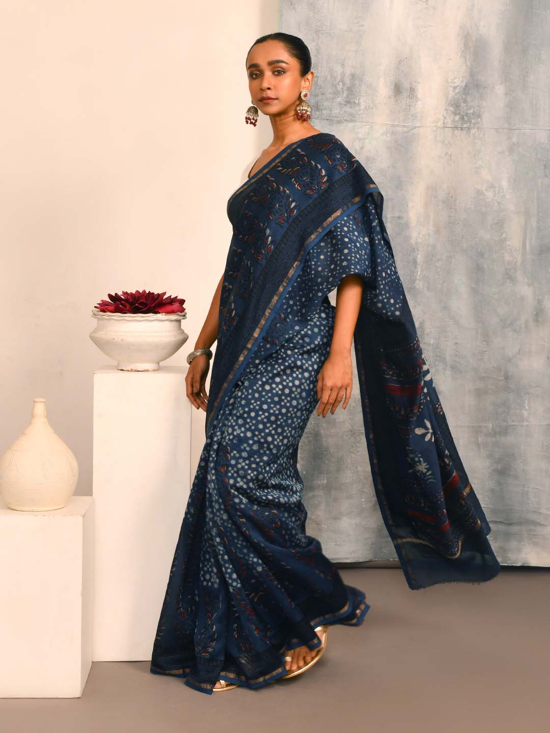DEEP INDIGO (BAGRU SILK COTTON SAREE)