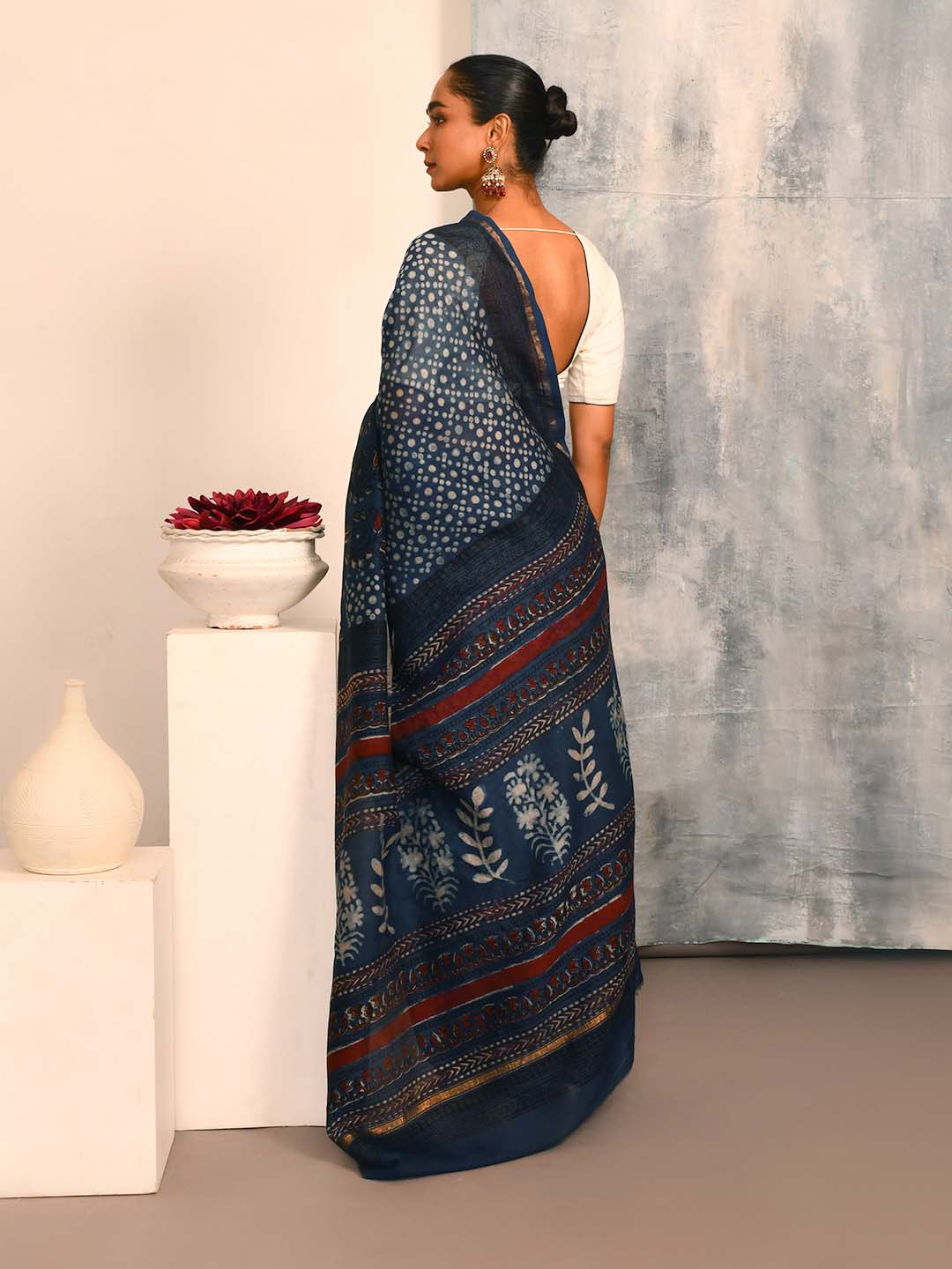 DEEP INDIGO (BAGRU SILK COTTON SAREE)