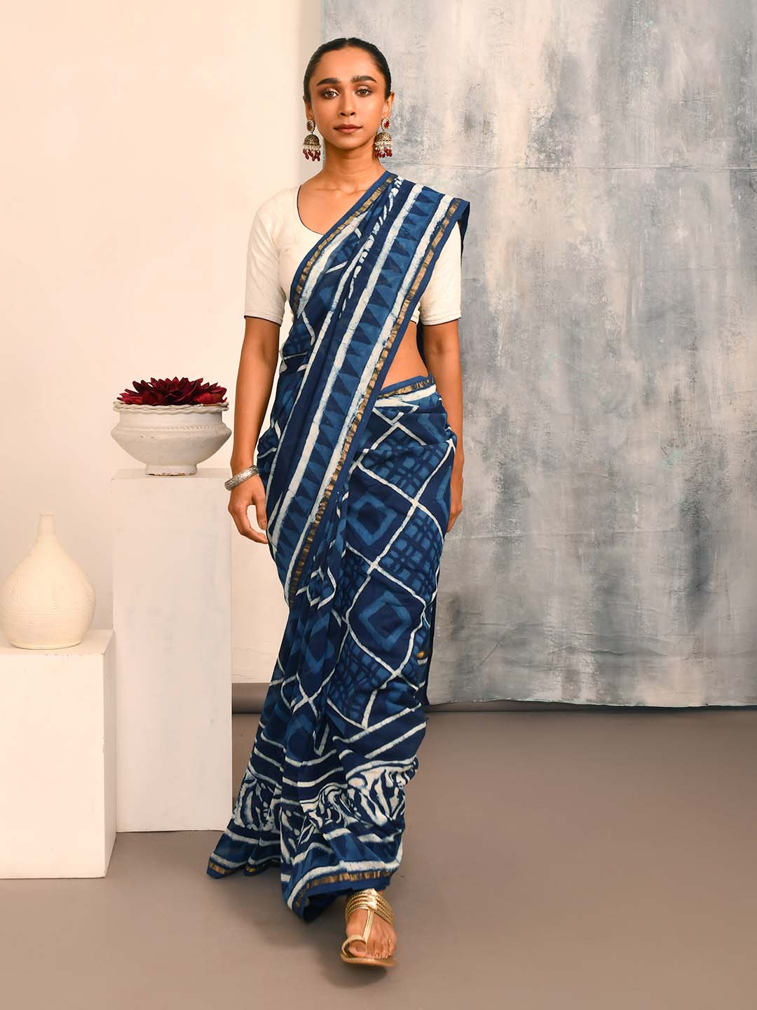 INDIGO GRACE (BAGRU SILK COTTON SAREE)