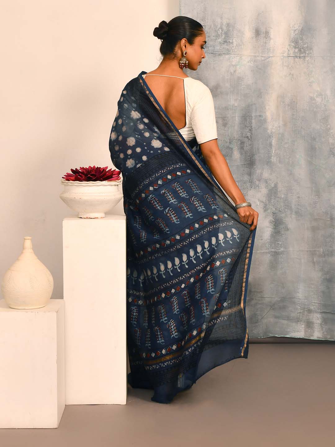 INDIGO HERITAGE (BAGRU SILK COTTON SAREE)