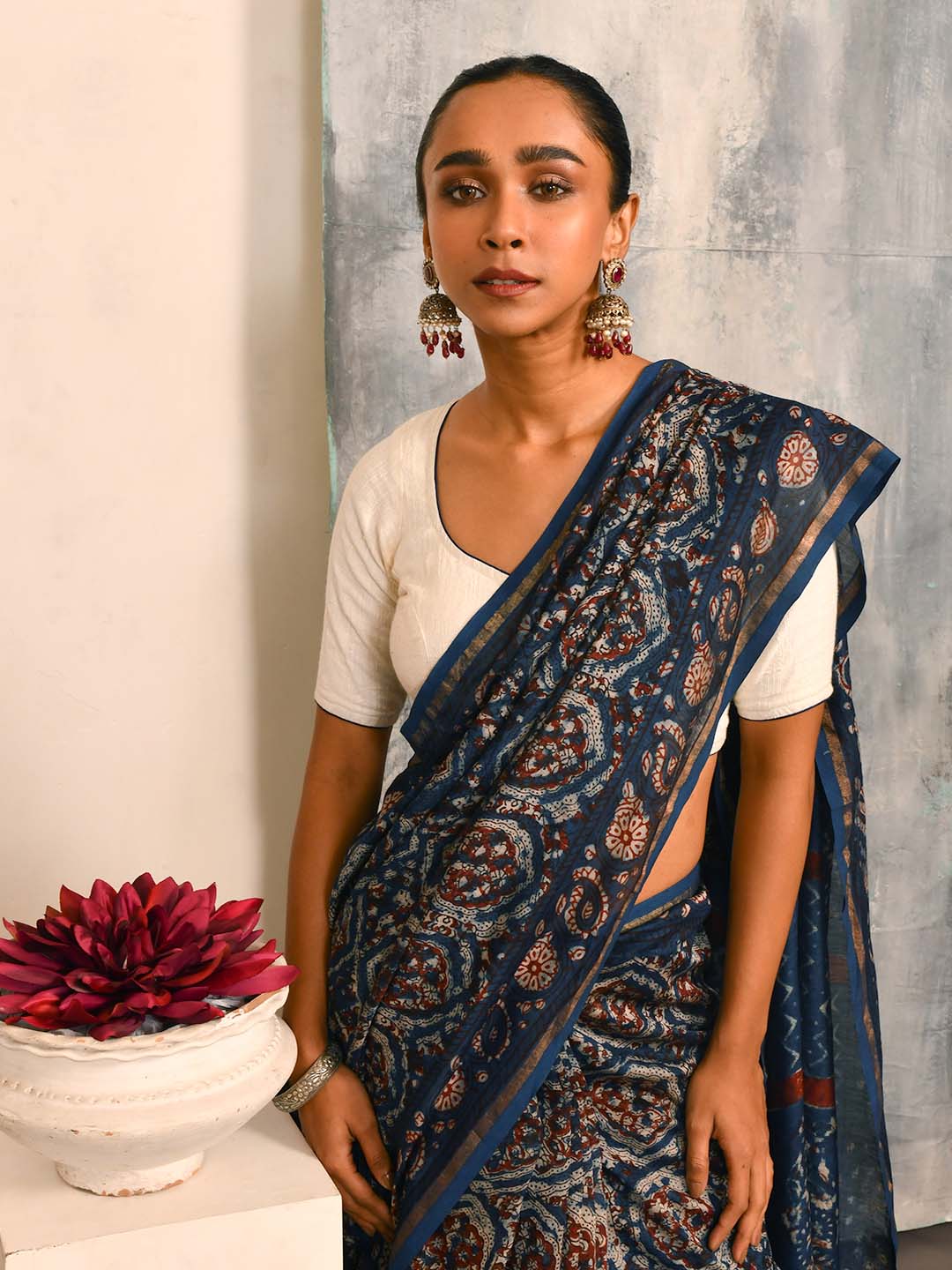 INDIGO HARMONY (BAGRU SILK COTTON SAREE)