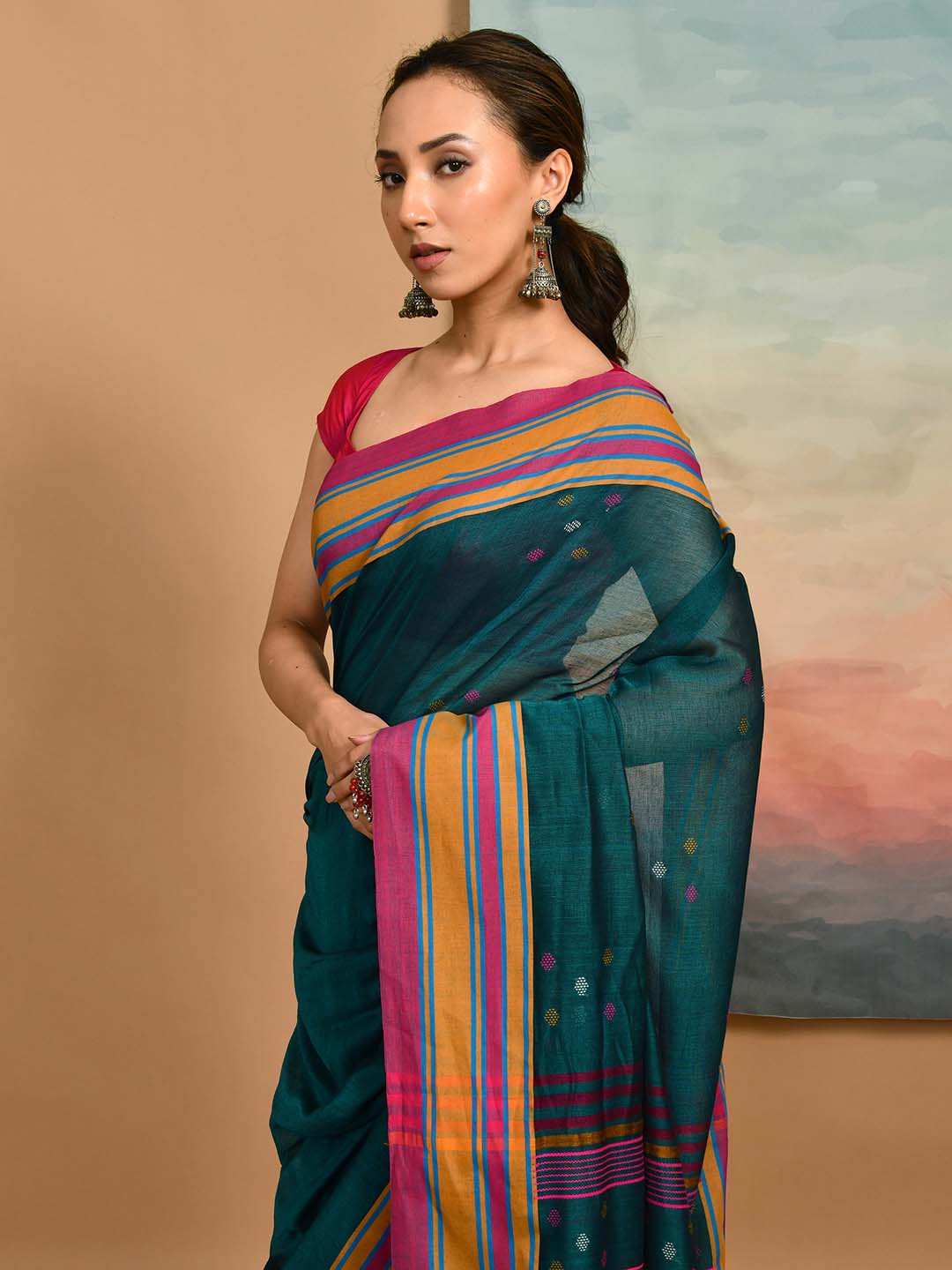 EMERALD ESSENCE (HANDLOOM 100% PURE COTTON SAREE)