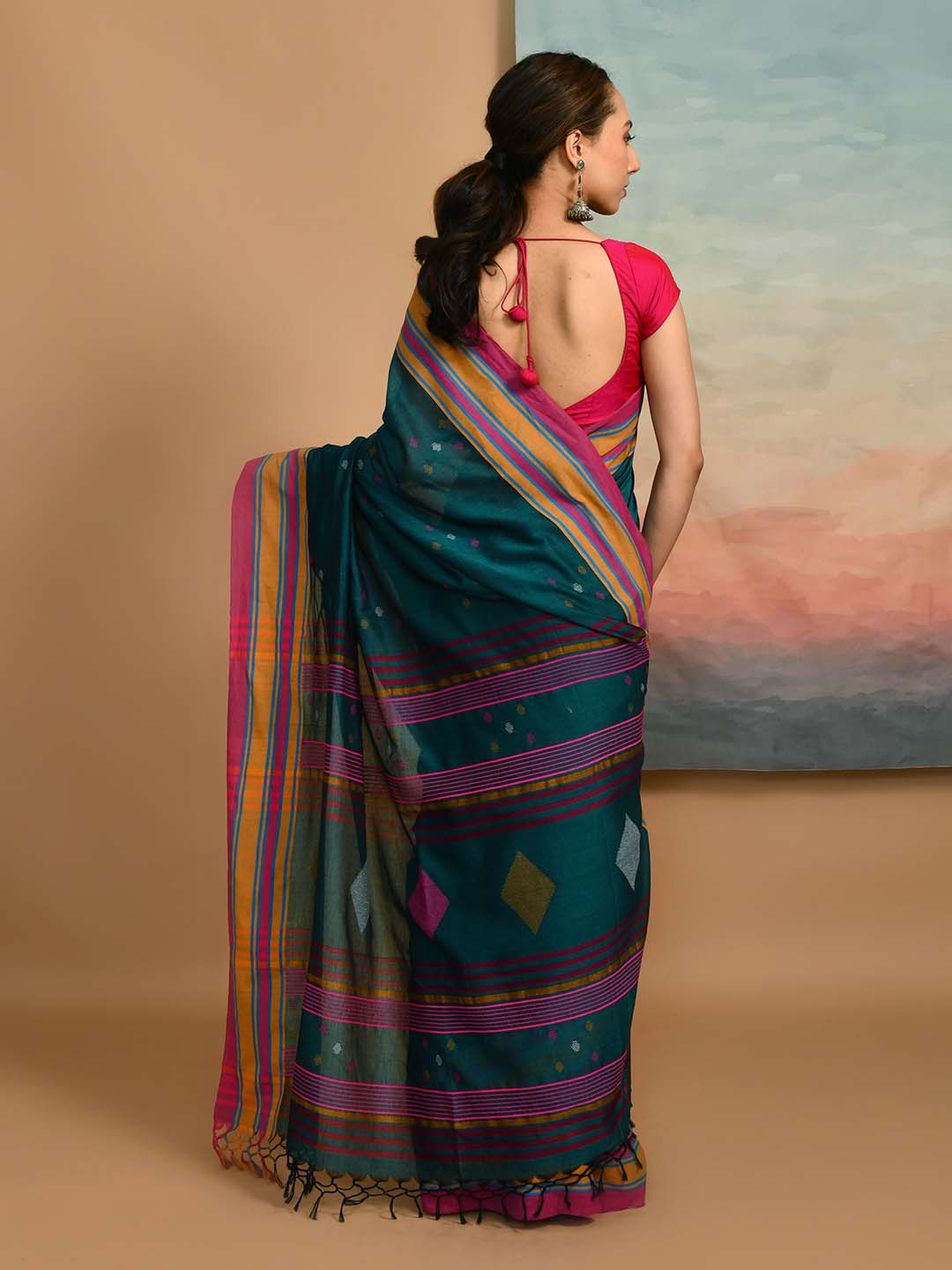 EMERALD ESSENCE (HANDLOOM 100% PURE COTTON SAREE)