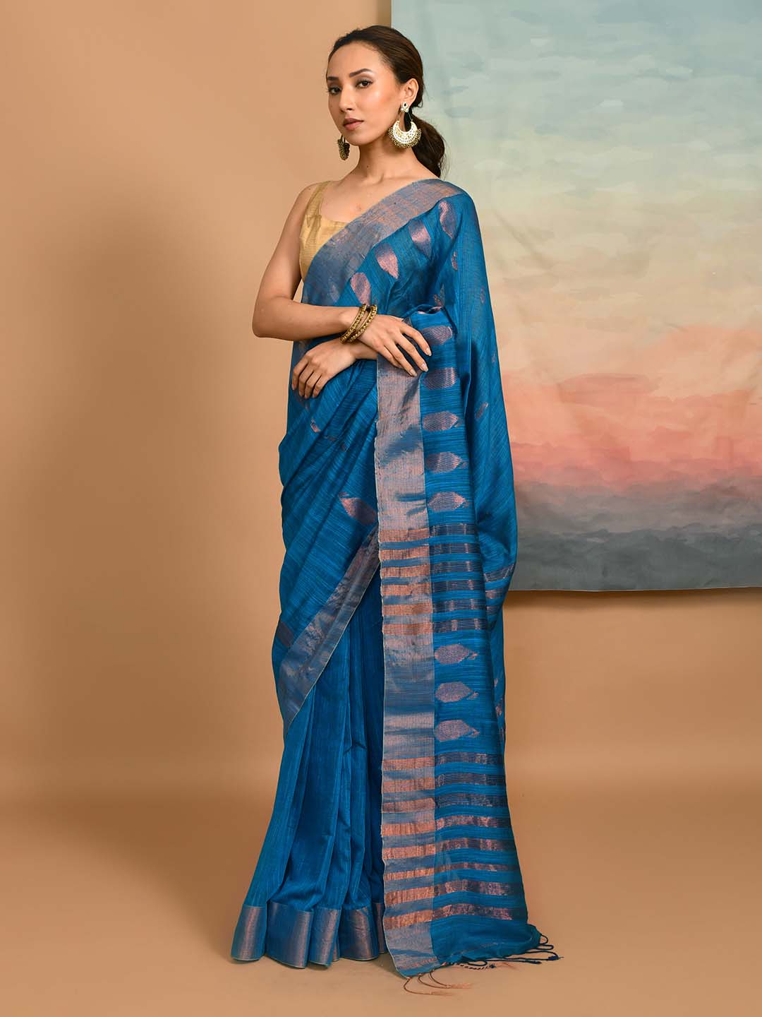 BLUE OPAL (HANDLOOM LIVA SAREE)