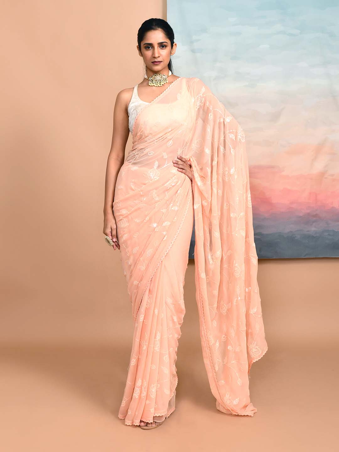 PEACH BLOSSOM (DESIGNER MODAL SILK SAREE)