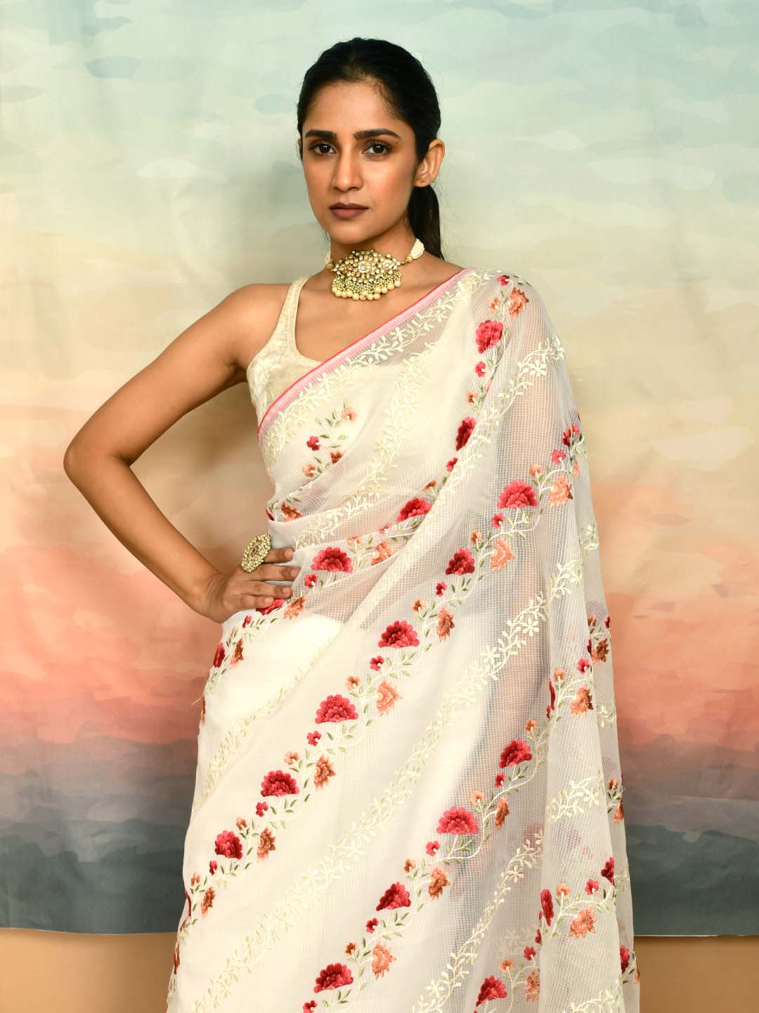 IVORY BLOSSOM (KOTA SAREE)