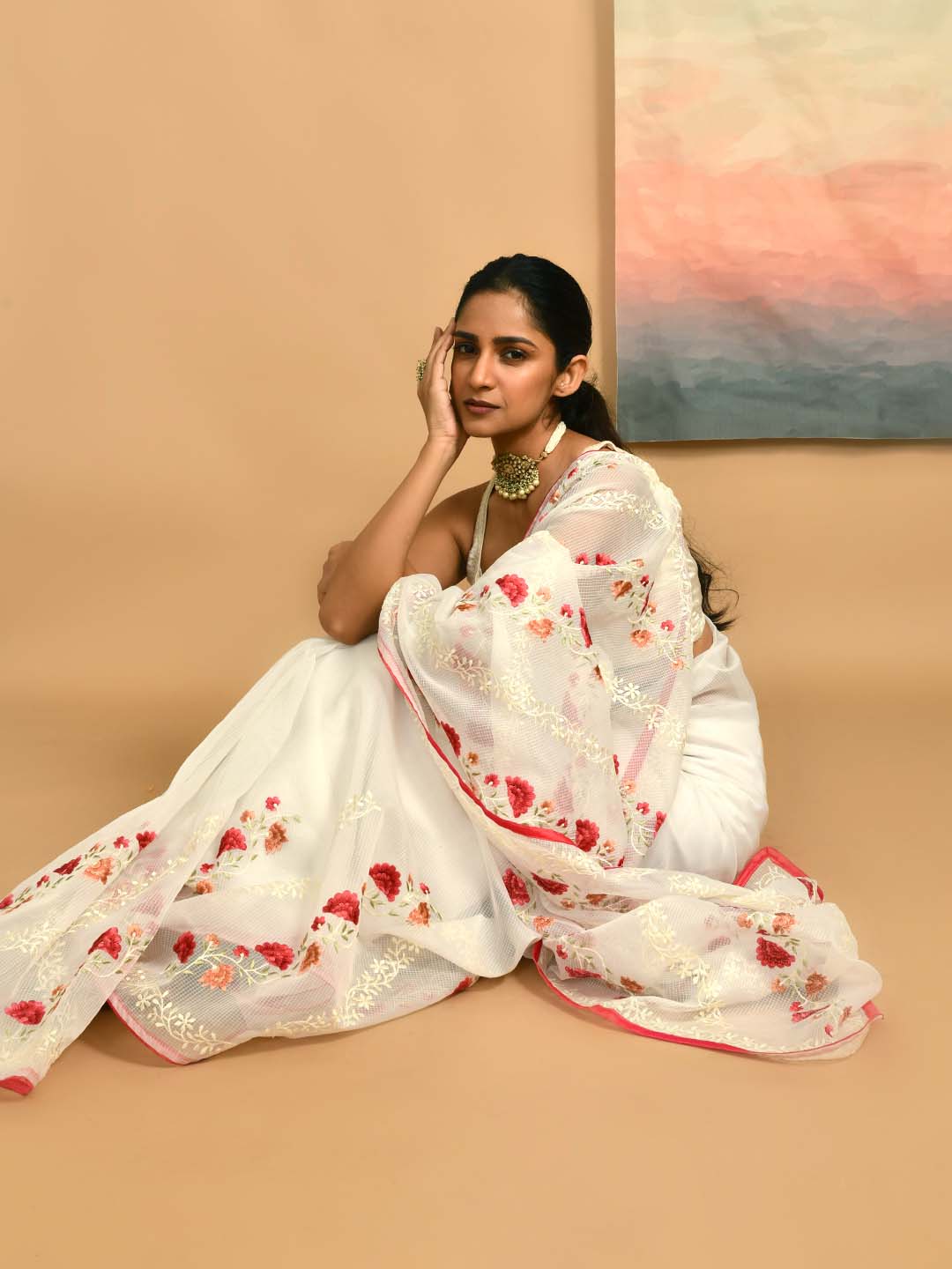 IVORY BLOSSOM (KOTA SAREE)