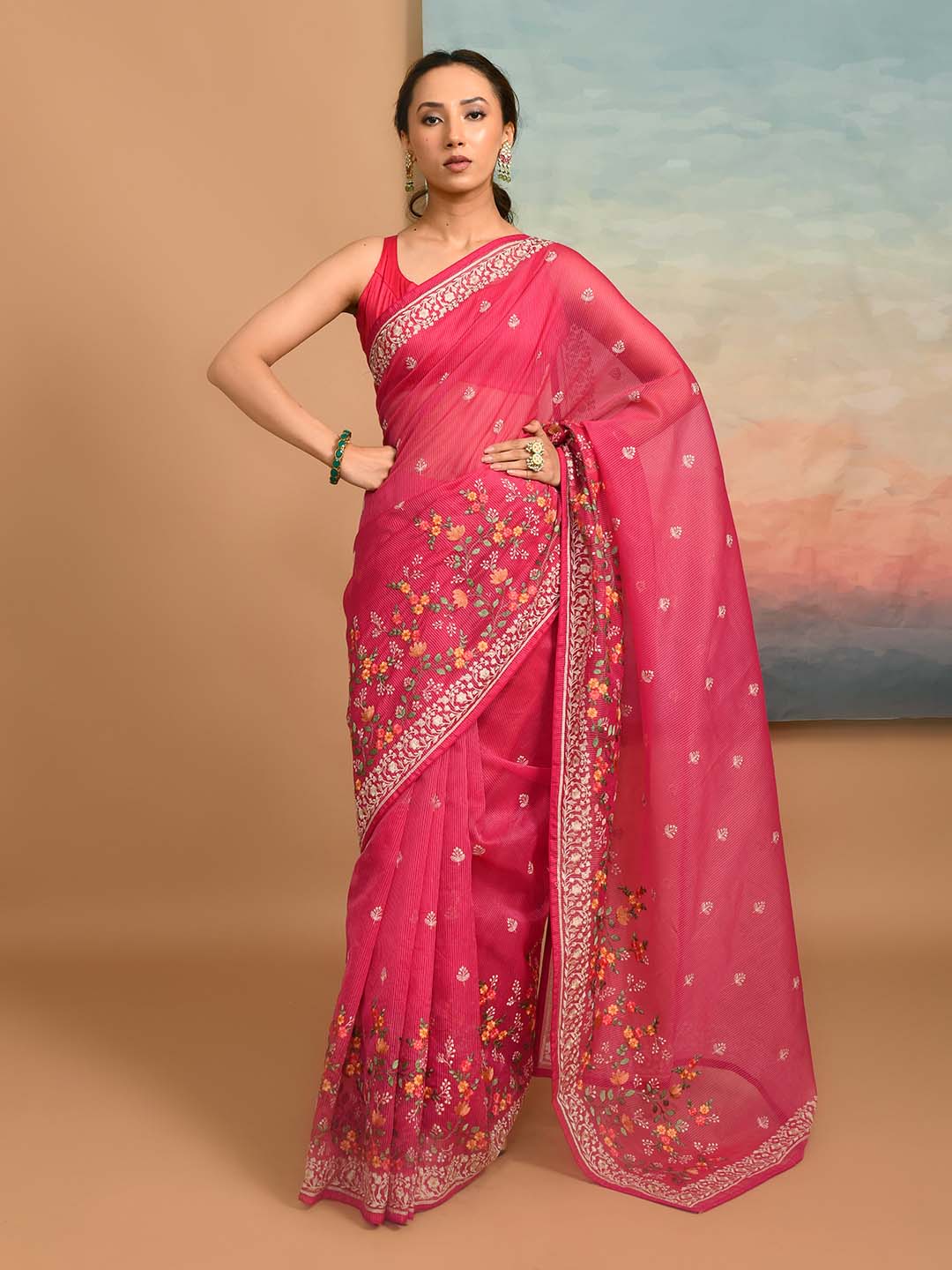 FUCHSIA BLOOM (KOTA SAREE)