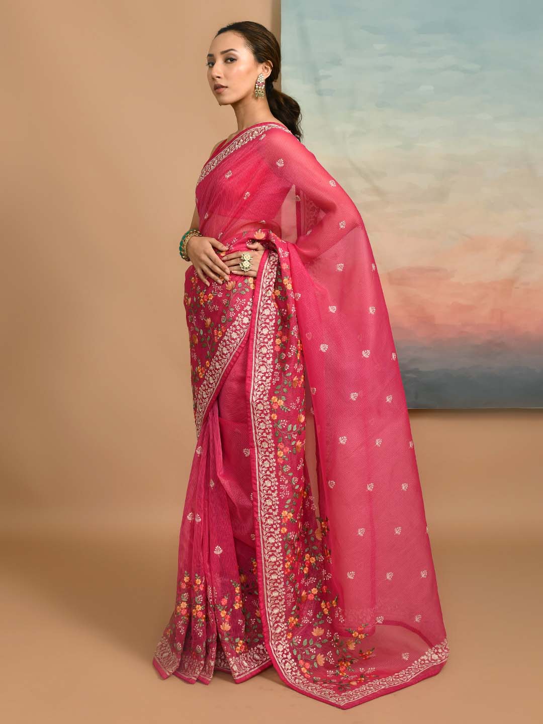 FUCHSIA BLOOM (KOTA SAREE)