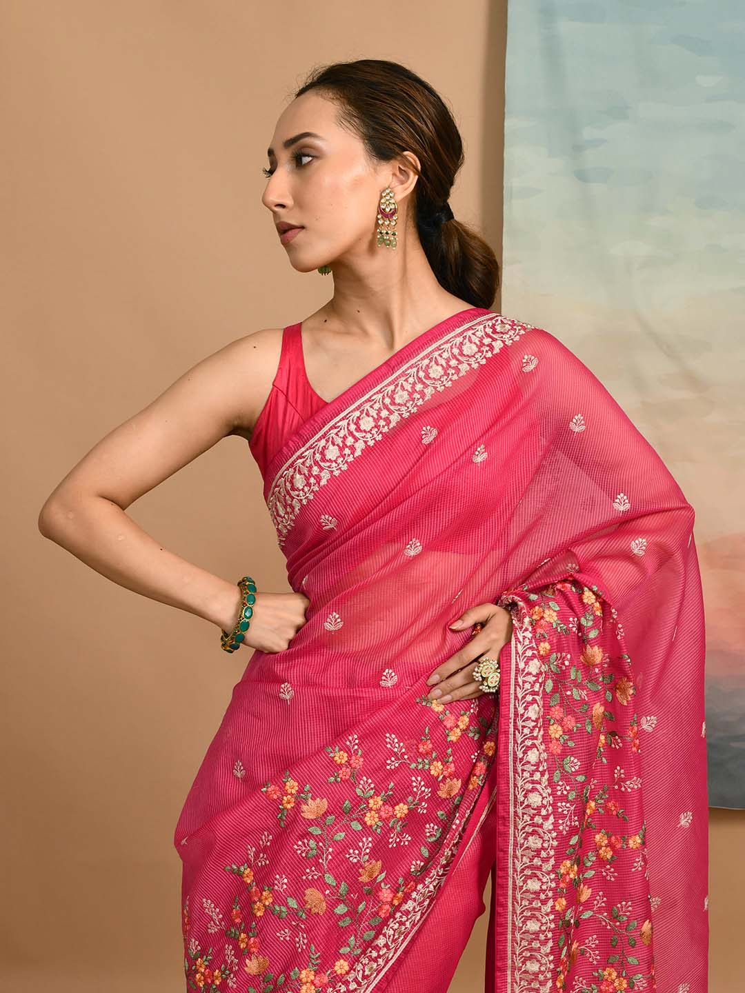 FUCHSIA BLOOM (KOTA SAREE)