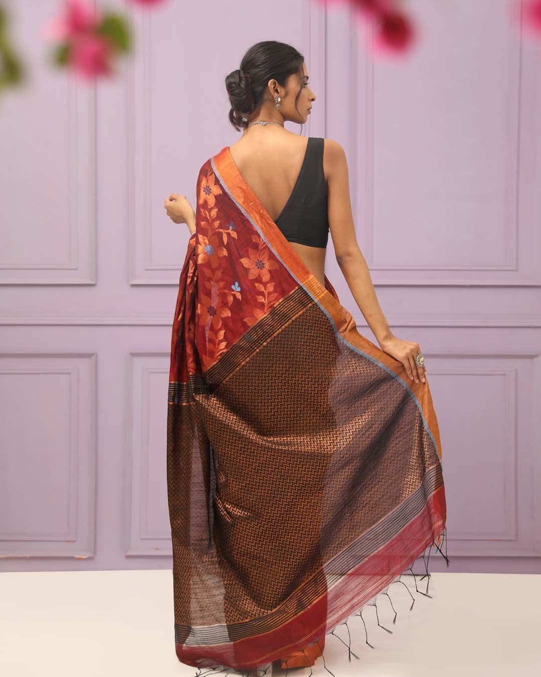 CRIMSON HERITAGE (HANDLOOM COTTON BLEND SAREE)