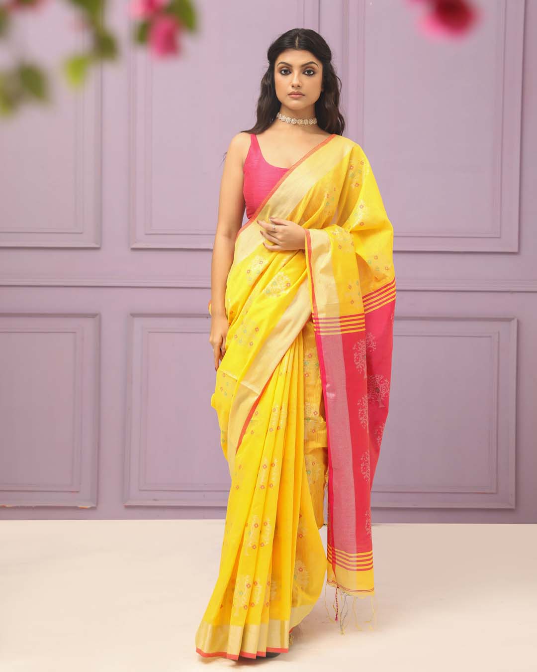 GOLDEN SPLENDOR (HANDLOOM COTTON BLEND SAREE)