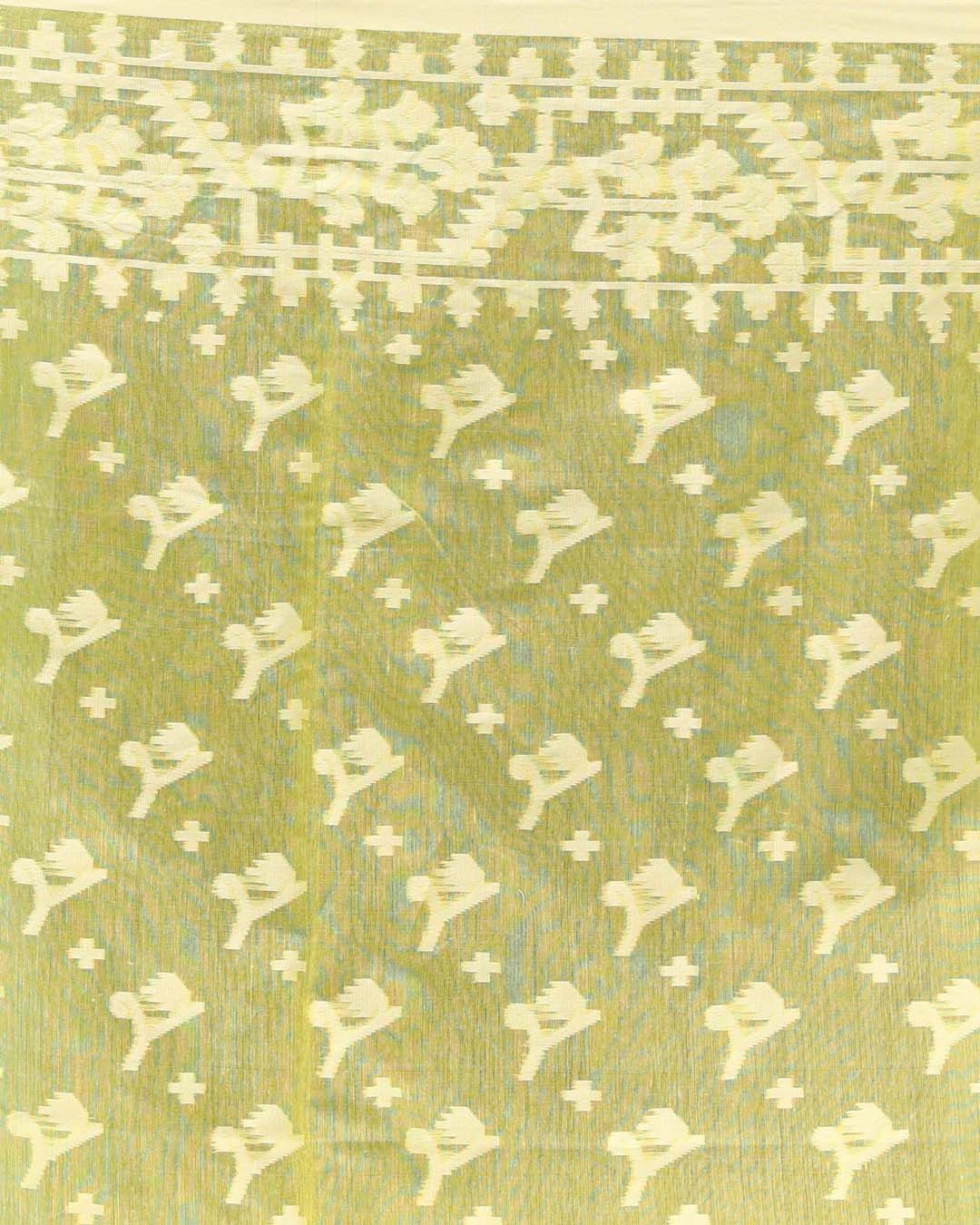 Jamdani Yellow Woven Design Traditional Wear(HANDLOOM COTTON BLEND SAREE)