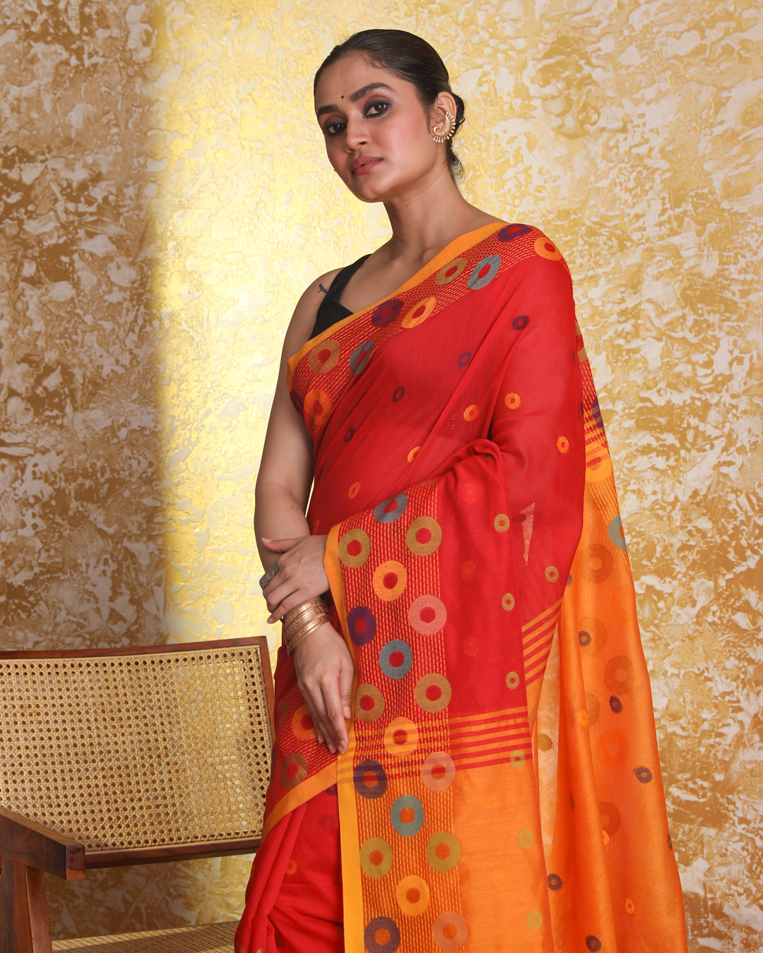CERISE ANTIQUITY (HANDLOOM COTTON BLEND SAREE)
