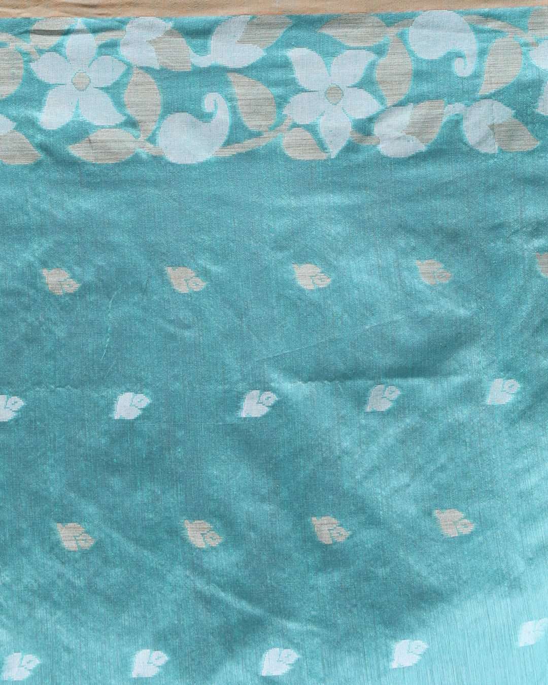 SEA GREEN SERENITY (HANDLOOM COTTON BLEND SAREE)
