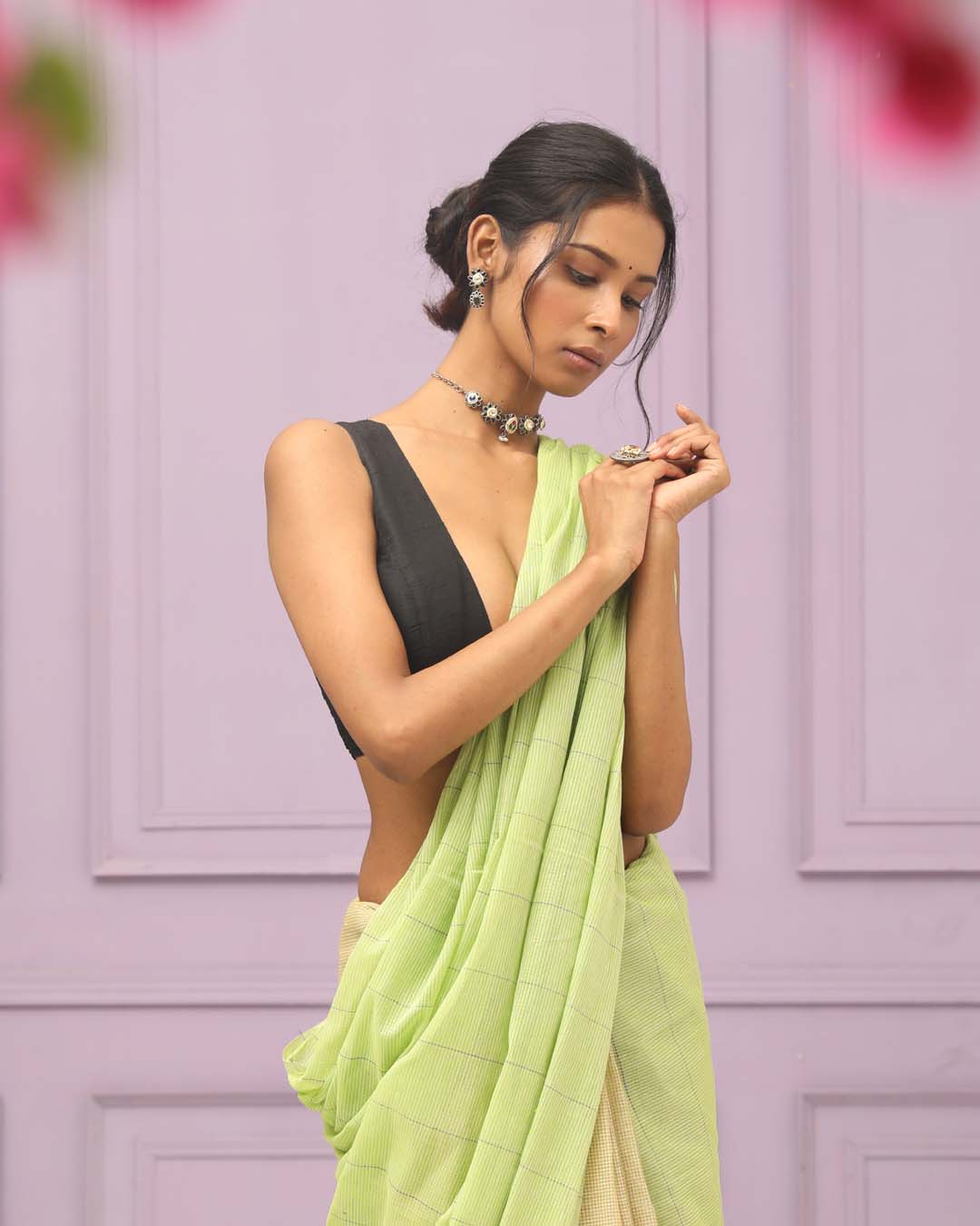 EMERALD STRIPES (BENGAL HANDLOOM 100% PURE COTTON SAREE)