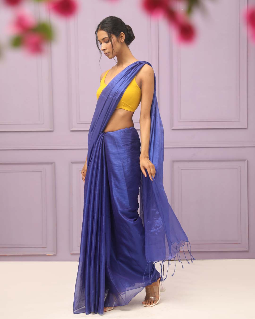 SAPPHIRE SPLENDOR (BENGAL HANDLOOM COTTON BLEND SAREE)