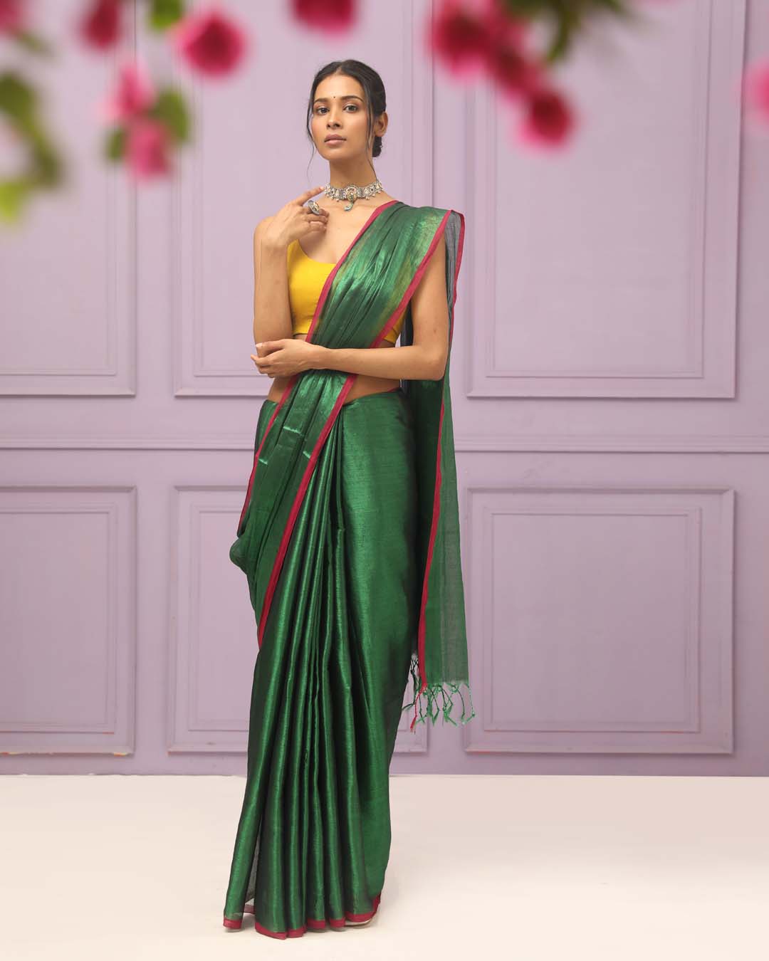 VERDANT CHARM (BENGAL HANDLOOM COTTON BLEND SAREE)