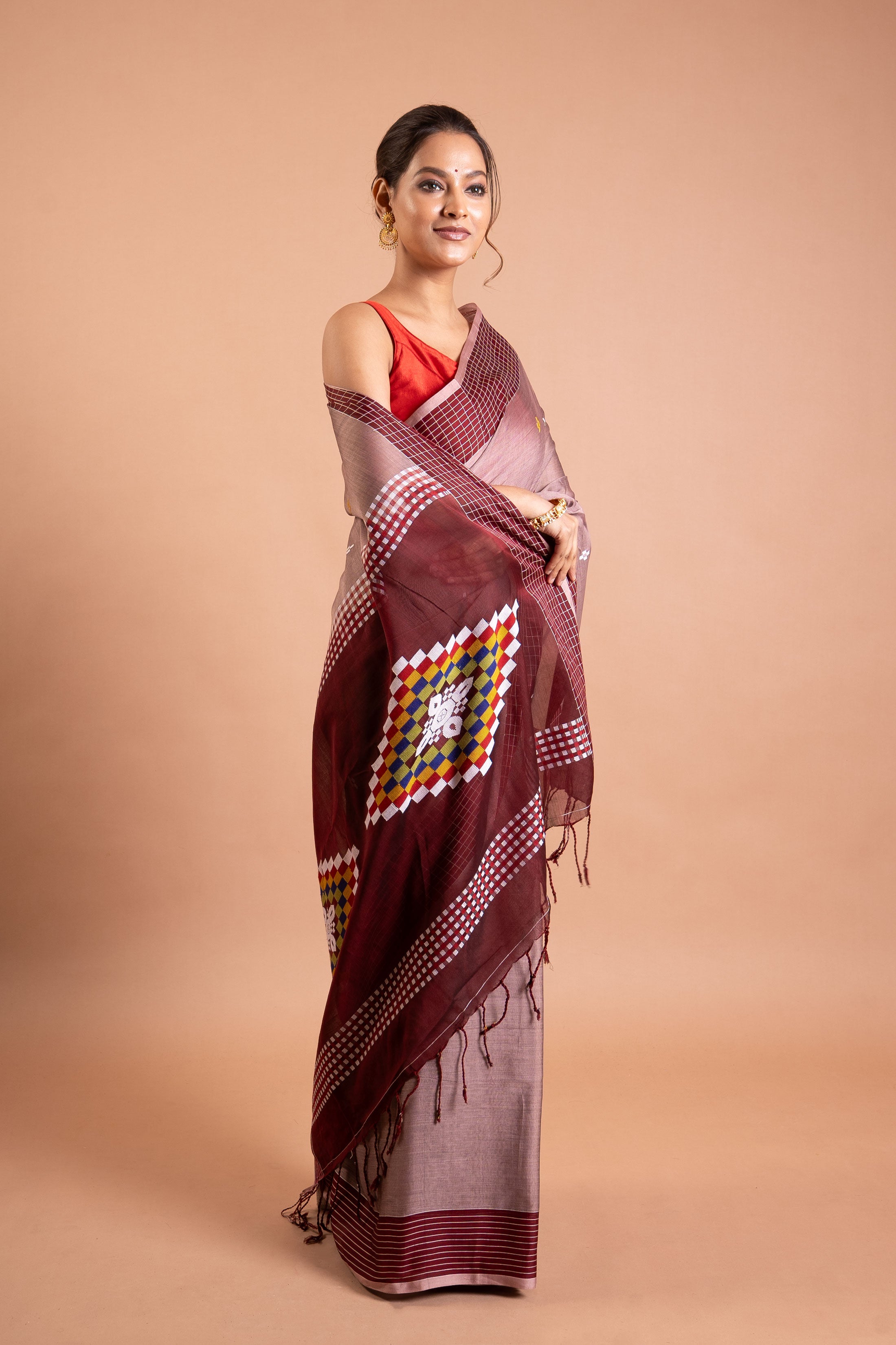 Madhura Gridline Handloom Cotton Saree