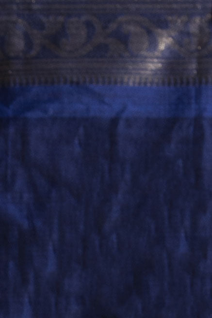 Magenta–Navy Zari Border Pure Handloom Saree