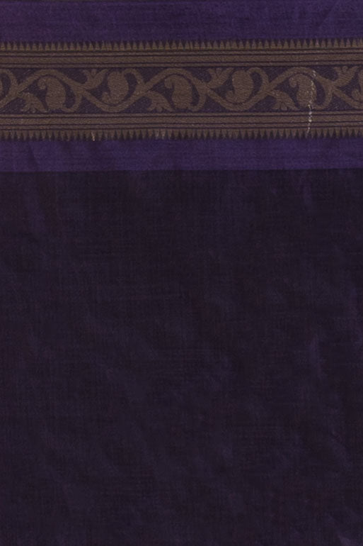 Amber Mustard & Navy Zari Border Pure Handloom Saree