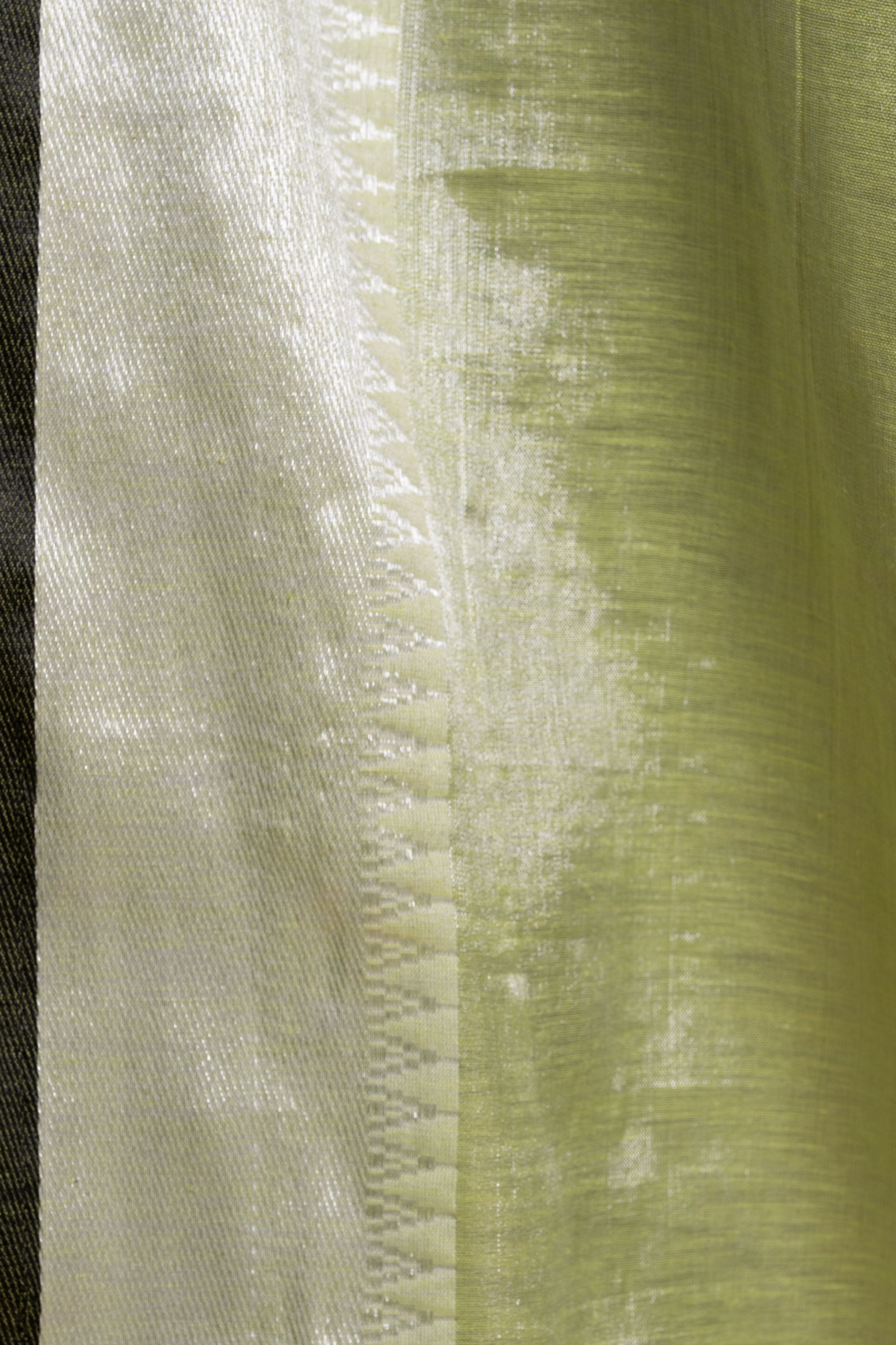 Misty Pistachio Pure Tissue Saree with Silver Sheen Border