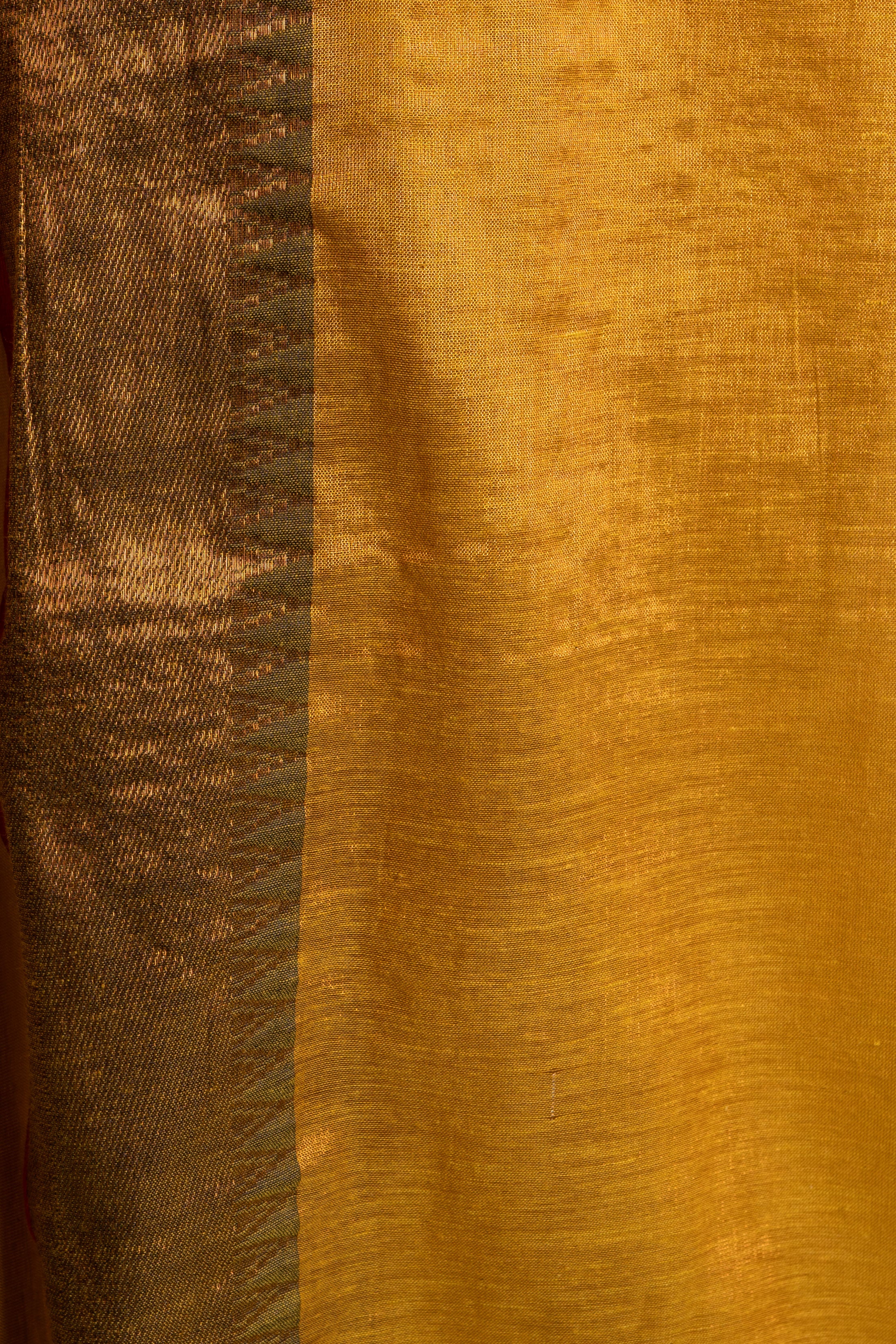 Sunlit Gulab-Gold Pure Tissue Saree