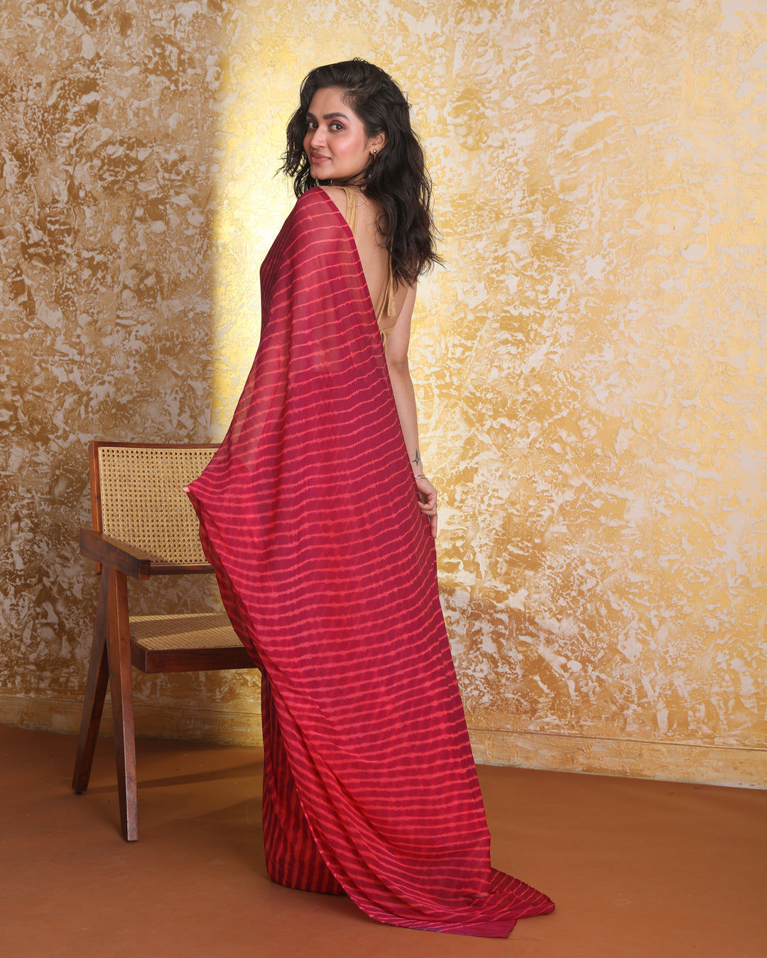 CORAL SUNSET LEHERIYA (LEHERIYA SAREE)