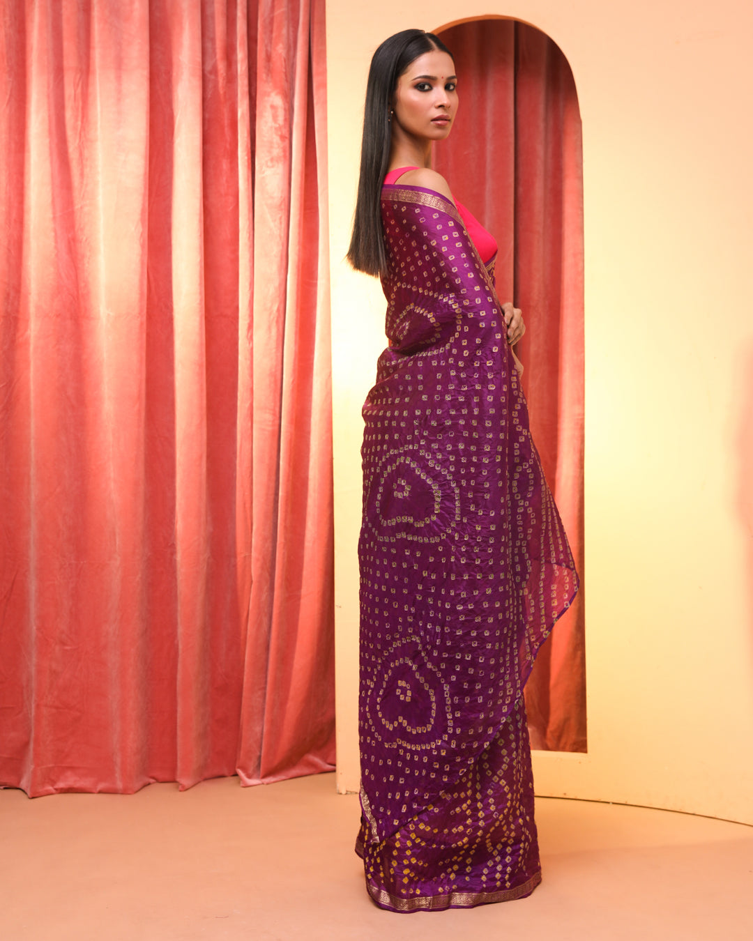 VIOLET ENCHANTMENT (BANDHANI CREPE SAREE)
