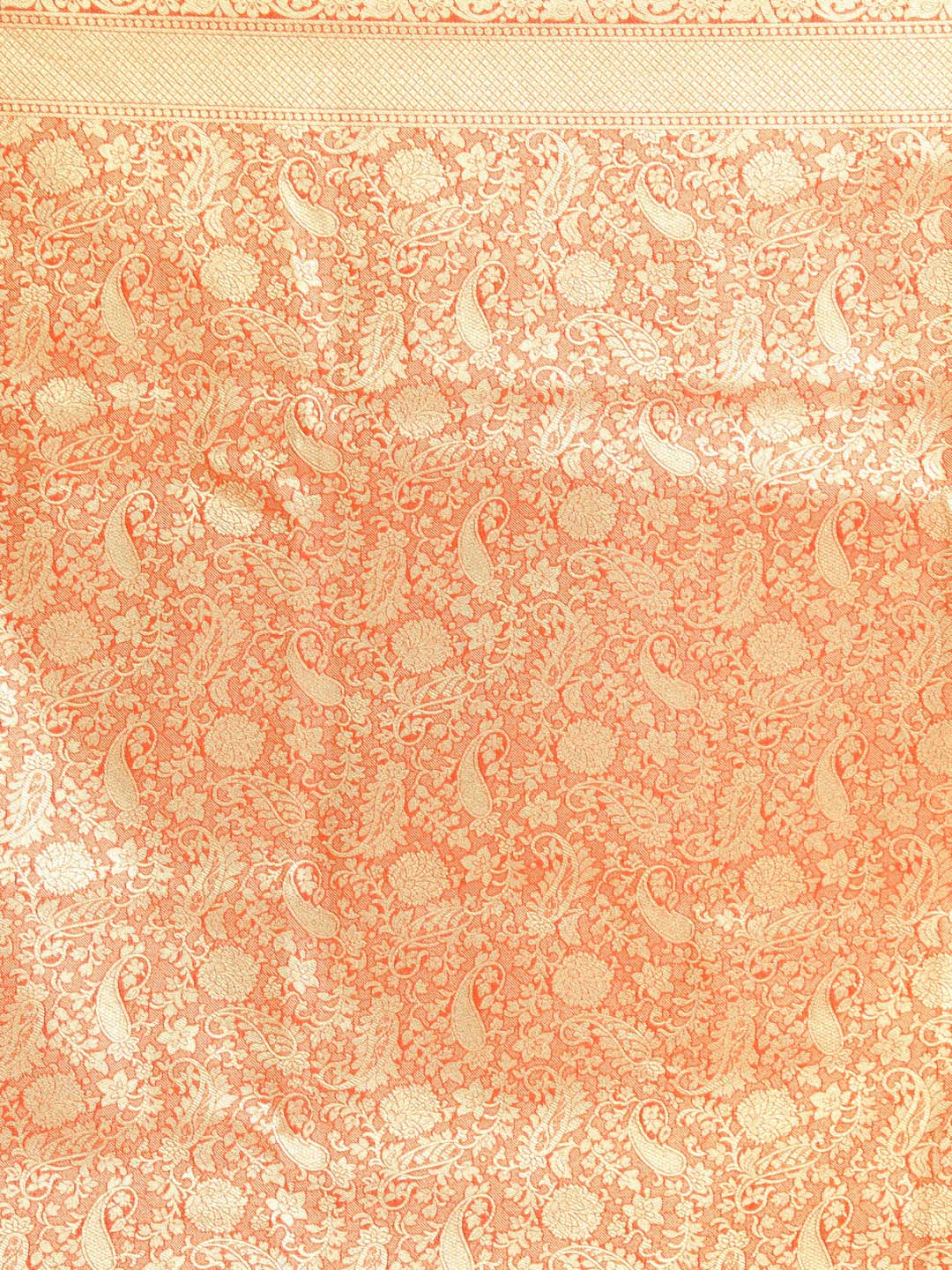 Indethnic Banarasi Orange Woven Design Festive Wear Saree - Saree Detail View