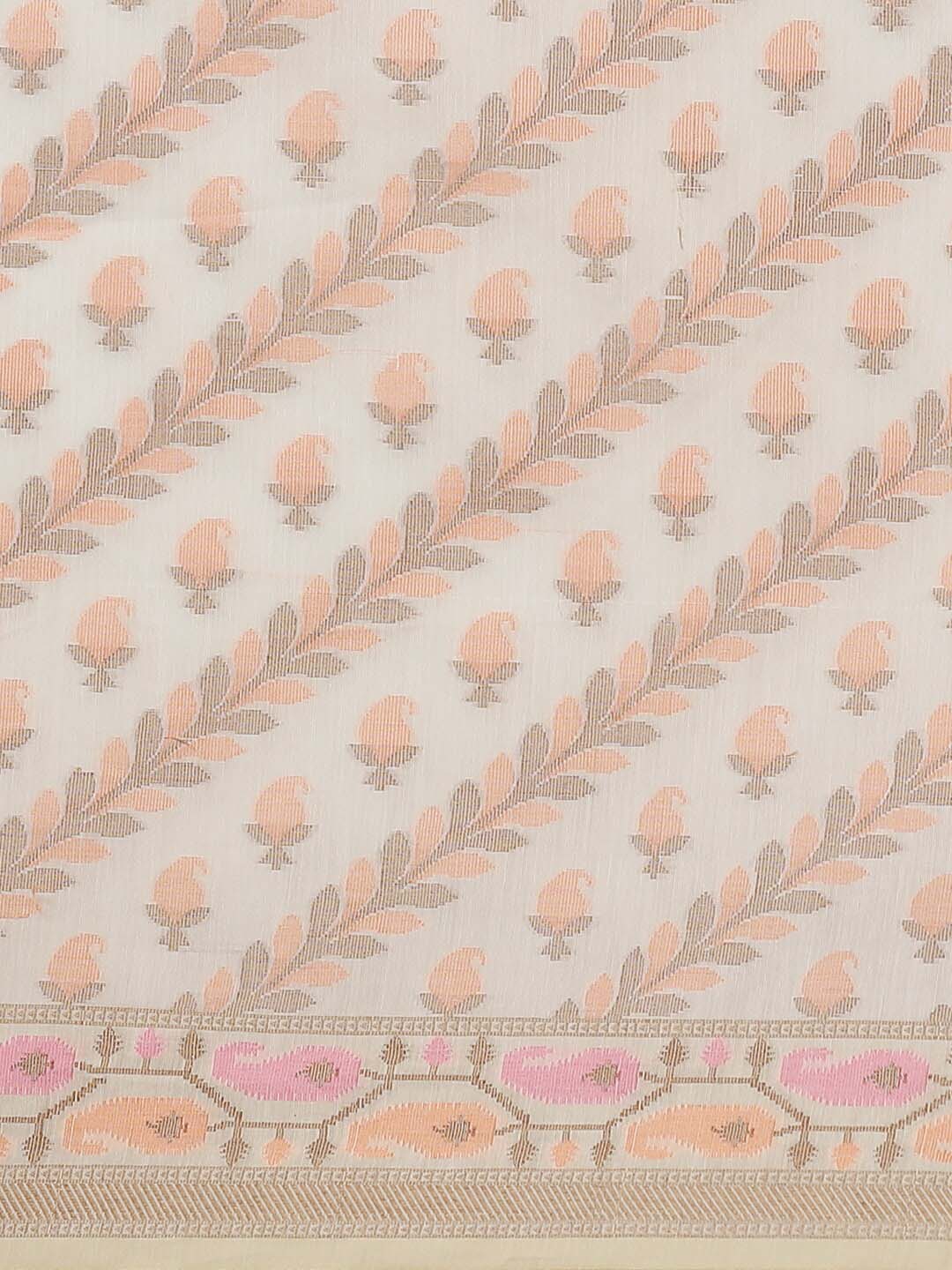 Indethnic Banarasi White Woven Design Work Wear Saree - View 2