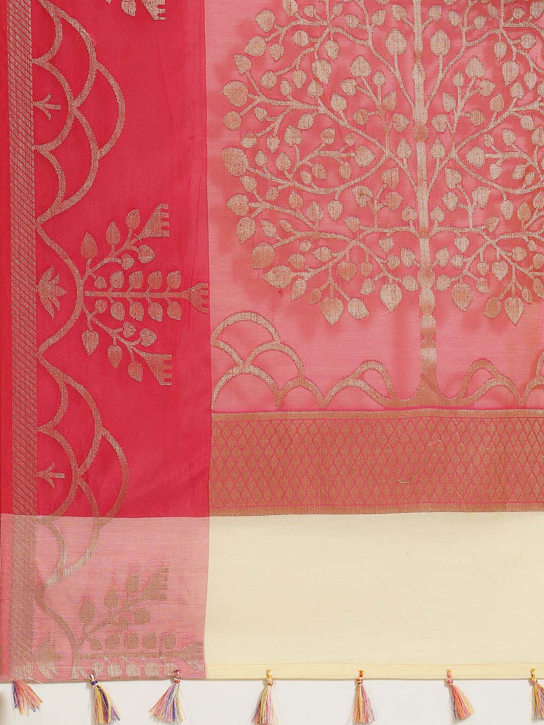 Indethnic Banarasi Cream Woven Design Daily Wear Saree - Saree Detail View