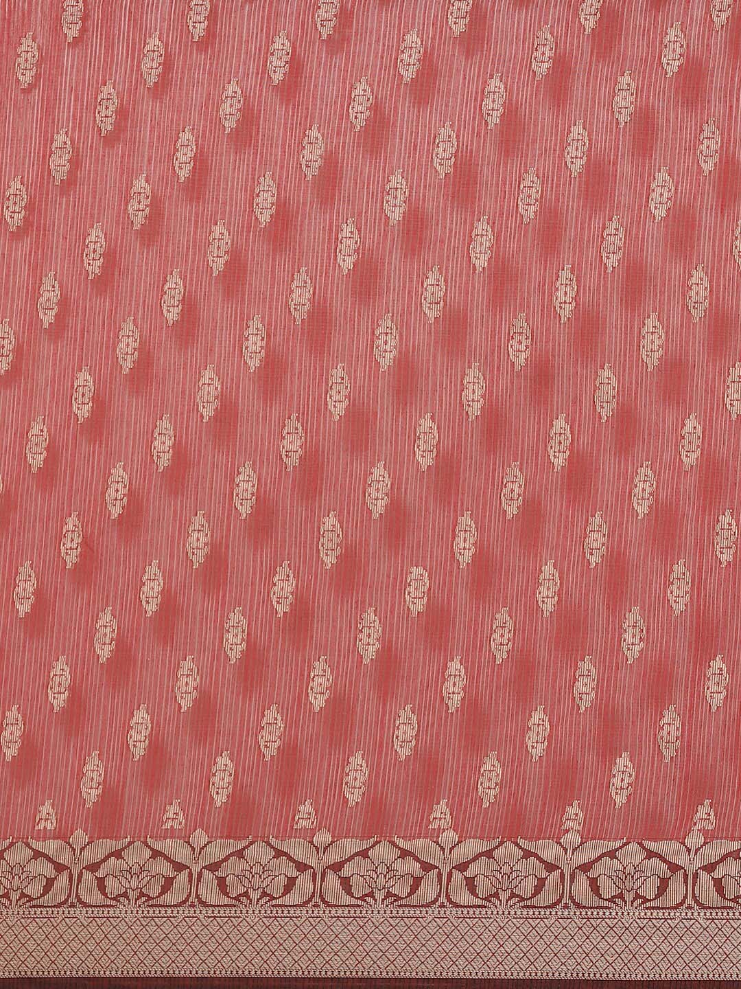 Indethnic Banarasi Maroon Woven Design Work Wear Saree - View 3