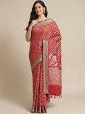 Indethnic Banarasi Maroon Woven Design Work Wear Saree - View 1
