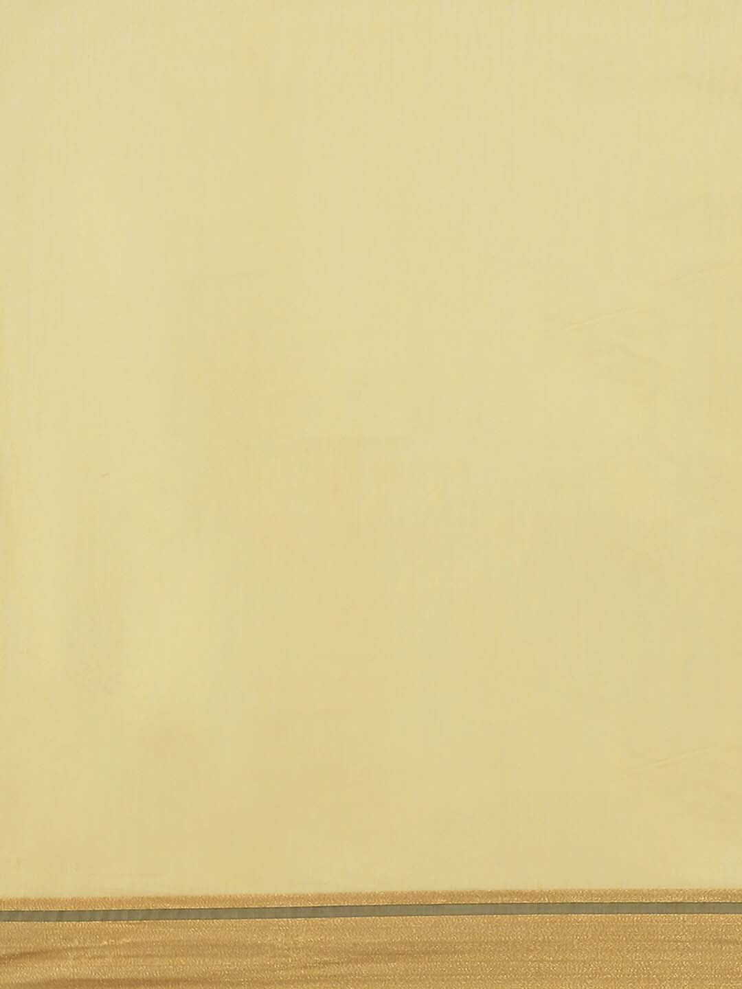 Indethnic Banarasi Yellow Solid Work Wear Saree - View 3