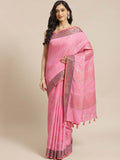 Indethnic Banarasi Fuchsia Woven Design Daily Wear Saree - View 1