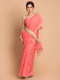 Indethnic Banarasi Fuchsia Solid Daily Wear Saree - View 1
