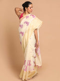 Indethnic Banarasi Purple Woven Design Work Wear Saree - View 1