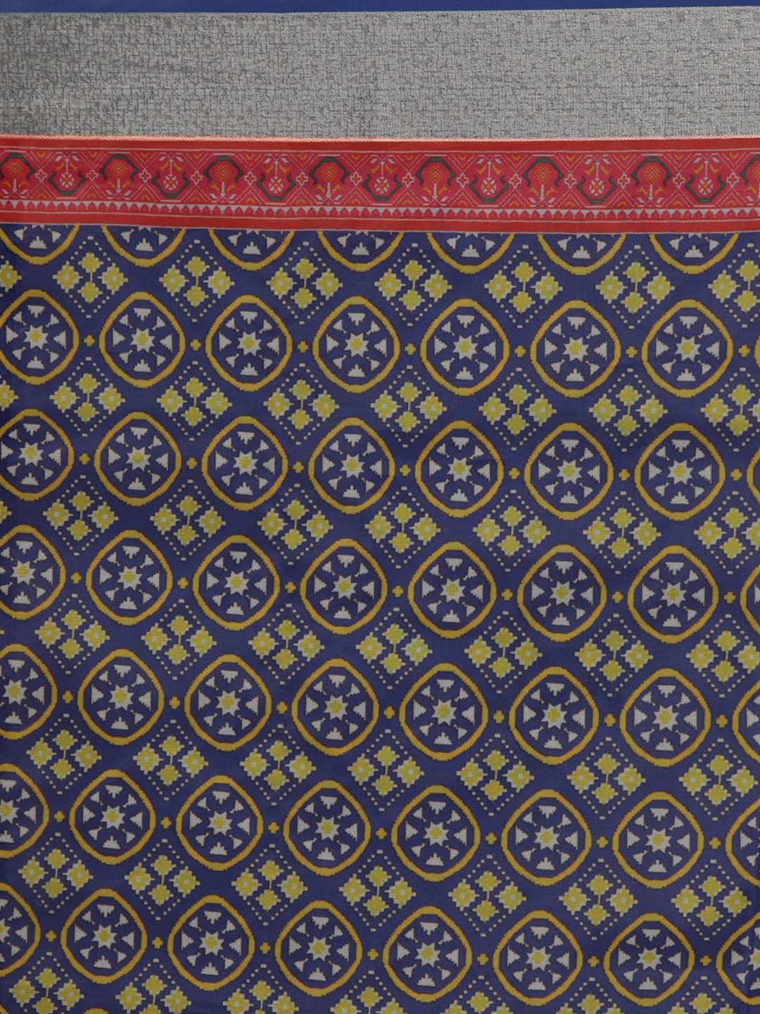 Indethnic Banarasi Purple Printed Party Wear Saree - Saree Detail View