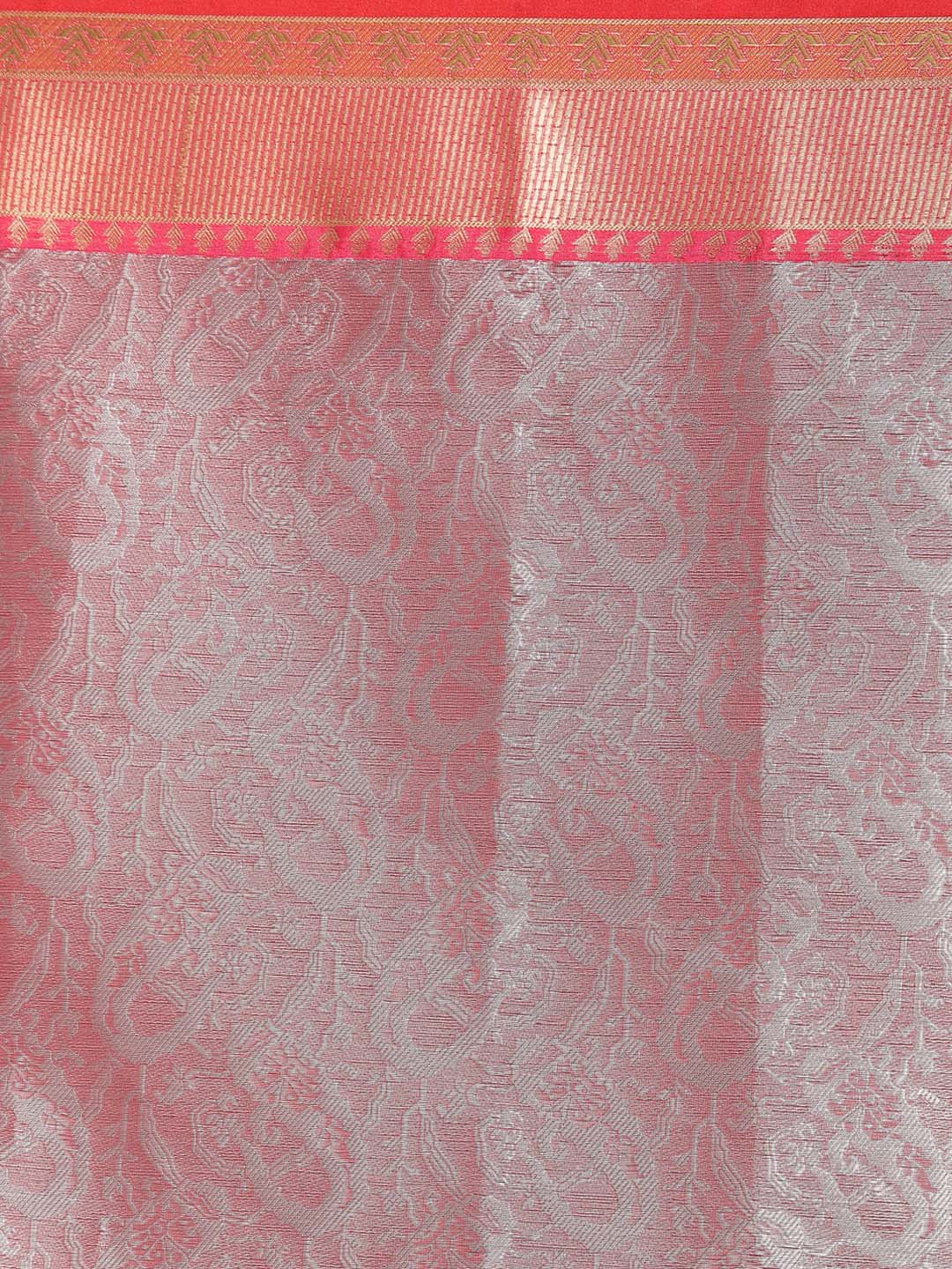 Indethnic Banarasi Red Woven Design Party Wear Saree - Saree Detail View