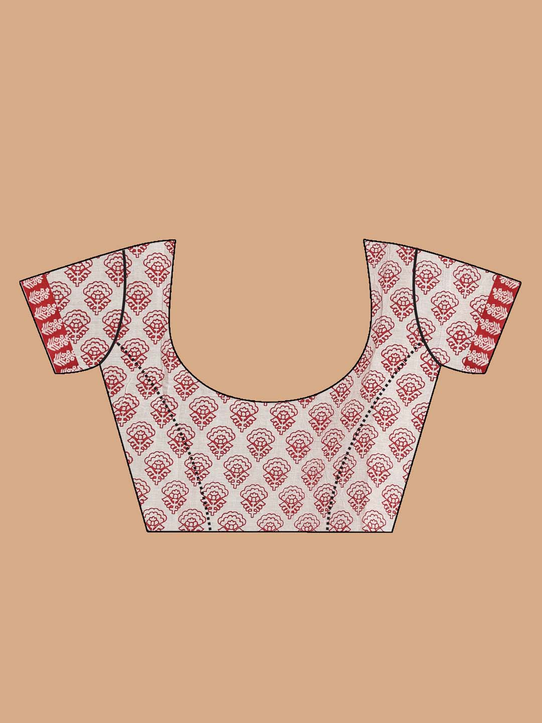 Indethnic Printed Pure Cotton Saree in Black - Blouse Piece View