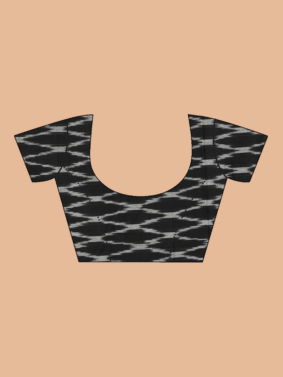 Indethnic Printed Pure Cotton Saree in Black - Blouse Piece View