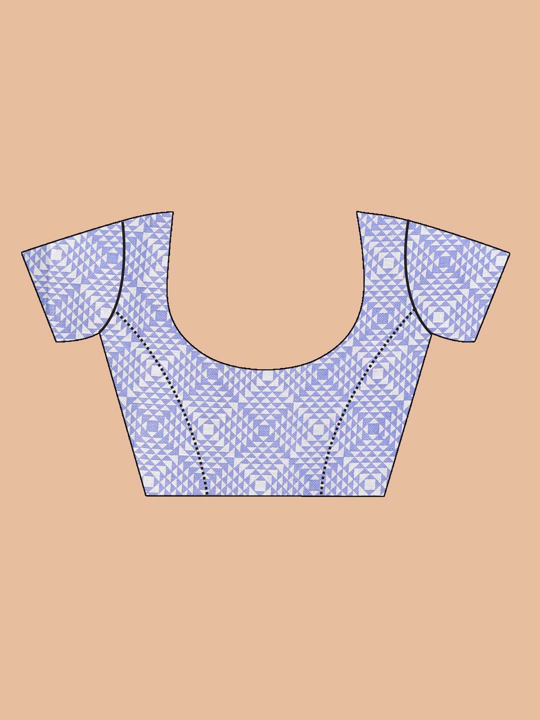 Indethnic Printed Pure Cotton Saree in Lavendar - Blouse Piece View